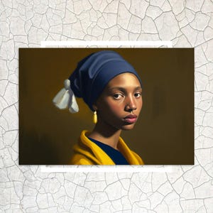 La muchacha del pendiente de perla postal | POC Reinterpretación del estilo Vermeer | Edición tolva
