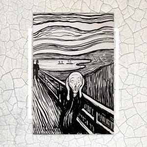 Cartolina L'Urlo – Cartolina d'arte di Edvard Munch in bianco e nero – Simbolo di paura ed espressione – Regalo per gli amanti dell'arte