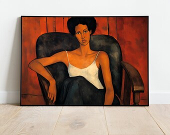 Modigliani Style Art Print – Elegant Vintage Portrait Wall Art in Expressionist Style