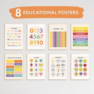 Educational Poster Set, Montessori Classroom Decor, Homeschool Prints, Playroom Printables, Learning Wall Art, ABC Toddler Nursery, Digital