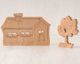 Jouets en bois pour enfant, cadeau pour tout-petit fait à la main, jouet Montessori Waldorf, jeu de simulation, jouet préscolaire, imaginatif, bébé en bois, cadeau de 2 ans