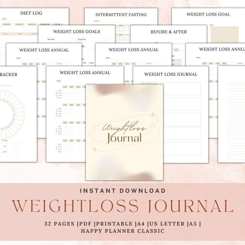 Weight Loss Journal Printable BUNDLE PACK Workout Fitness Journal Meal