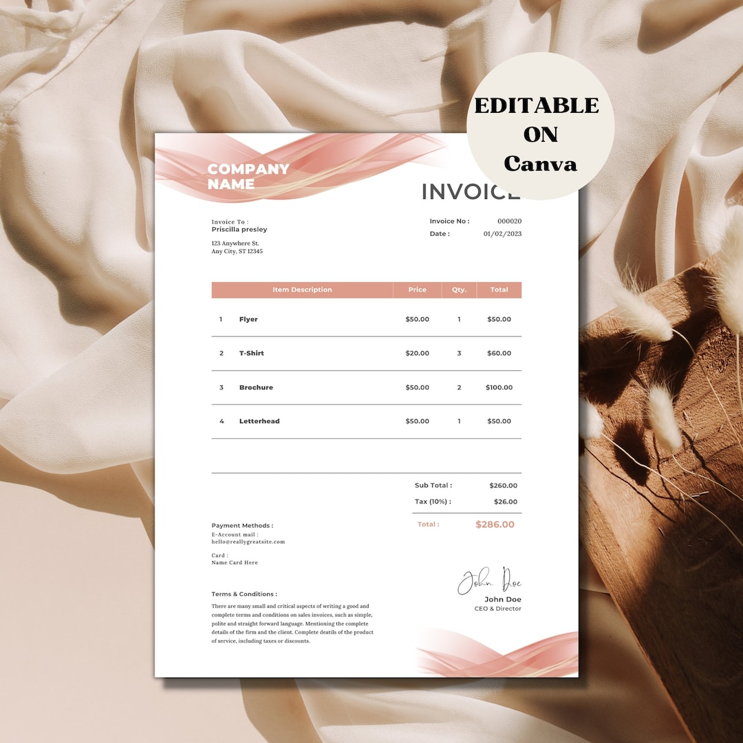Editable Invoice Template Canva Template Small Business Invoice Editable Invoice Template Canva Template Small Business Invoice