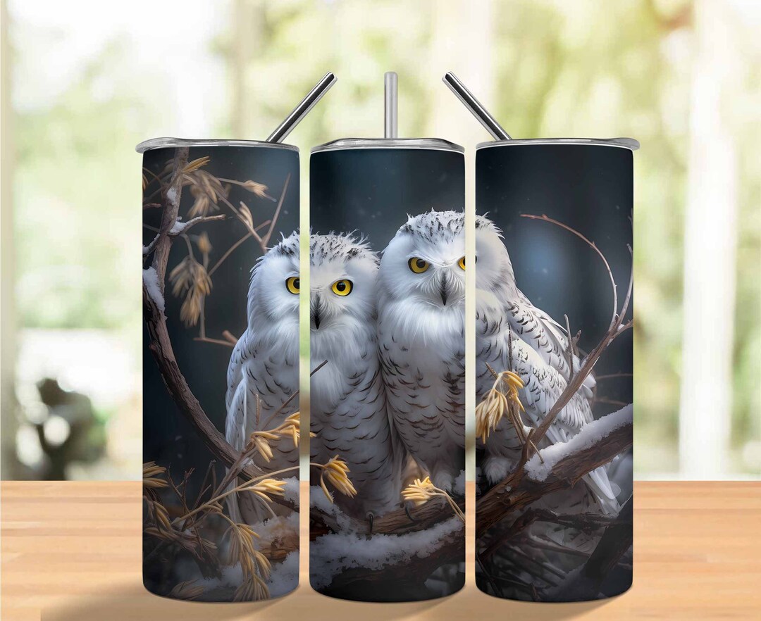 Snowy Owls 20 Oz Skinny Tumbler Sublimation Design, Instant Digital ...