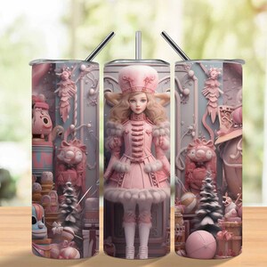 Festliche Girly Pink Nussknacker Weihnachten Tumbler Wrap - 20 oz Skinny - PNG Sublimation Design