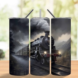 Steam Train Tumbler Wrap 20 oz Skinny Tumbler Sublimation Design Digital Download PNG Instant Digital Only, Antique Train Tumbler PNG