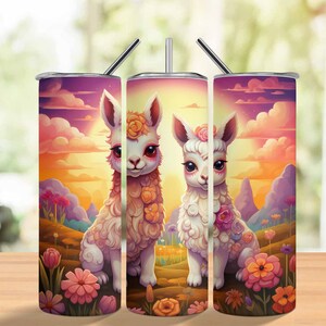 Llama 24 20oz Kids Tumbler Sublimation Design Template, Tumbler Wraps for Children, Instant Download PNG