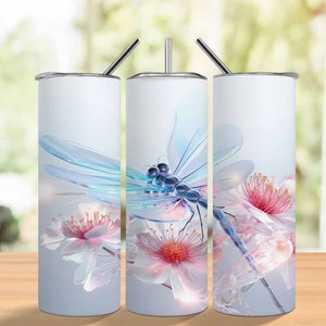 3D Neon Dragonfly Sublimation Design, 20 oz Tumbler Wrap, Straight and Tapered PNG Designs, 3D Neon Dragonfly Instant Digital Download Png