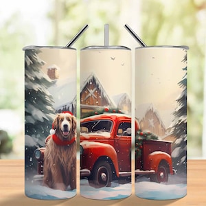 Christmas truck tumbler wrap, 2023 christmas red truck tumbler wrap , 20 oz sublimation design christmas tumbler wrap, Christmas red truck