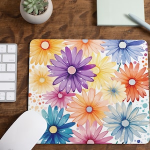 Daisy  Flower Mouse Pad Sublimation Square Mouse Pad Template Digital Mouse Pad PNG, Sublimation Mouse Pad PNG Flower PNG