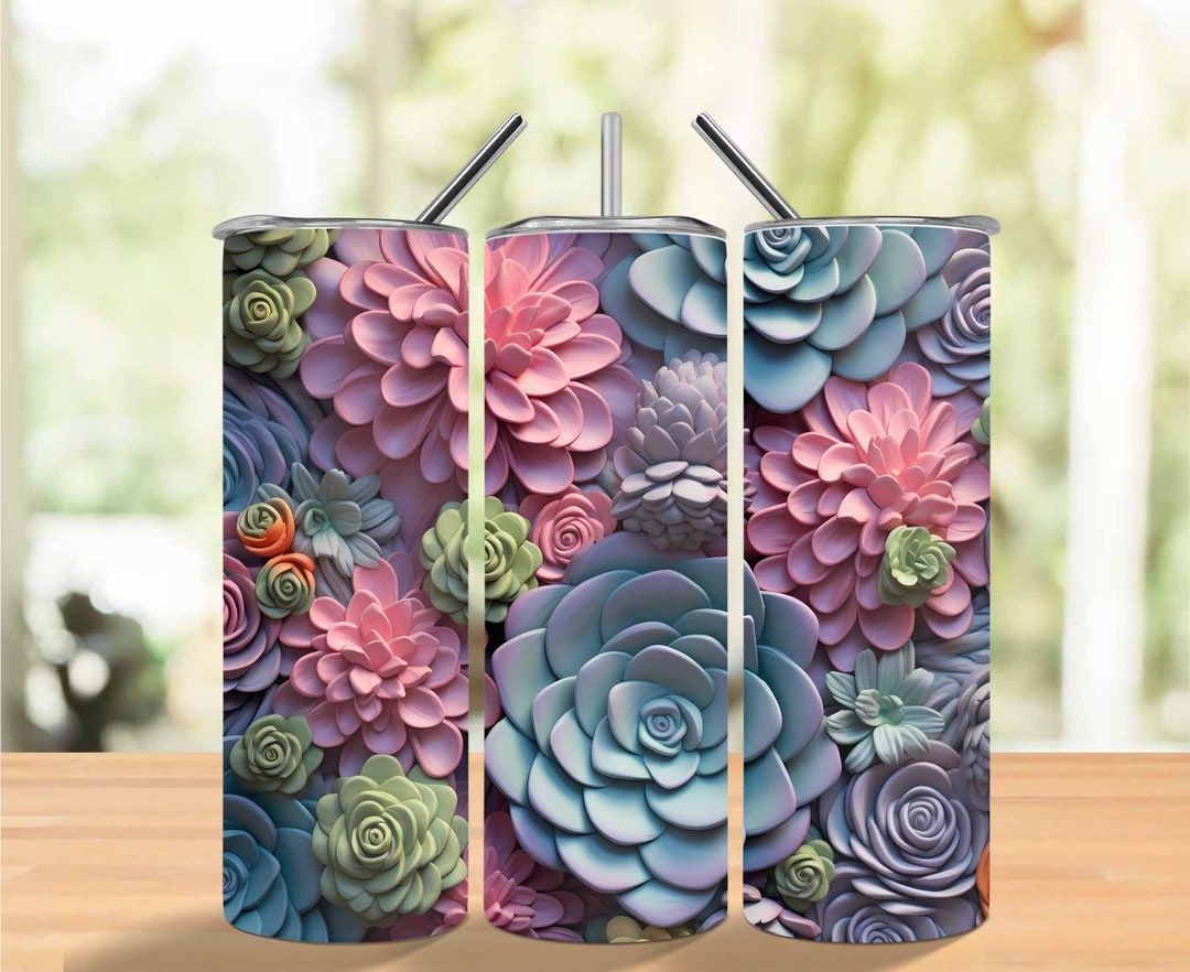 3d Tumbler Wrap Succulents 20 Oz Skinny Tumbler Sublimation Design ...