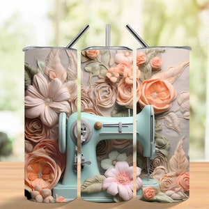 3D Sewing Machine blue Butterflies Mug Wrap, 11oz And 15oz Mug Template, Mug Sublimation Design, Mug Template, Instant Digital Download PNG