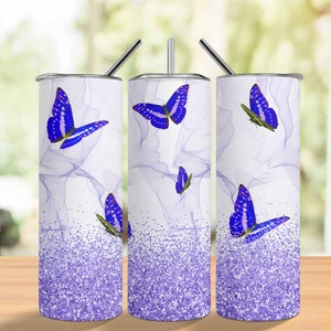 Butterfly Sublimation Designs 20oz Skinny Tumbler Wrap Design PNG, Butterfly Tumbler Png, Straight Tapered Tumbler Design Butterfly Theme