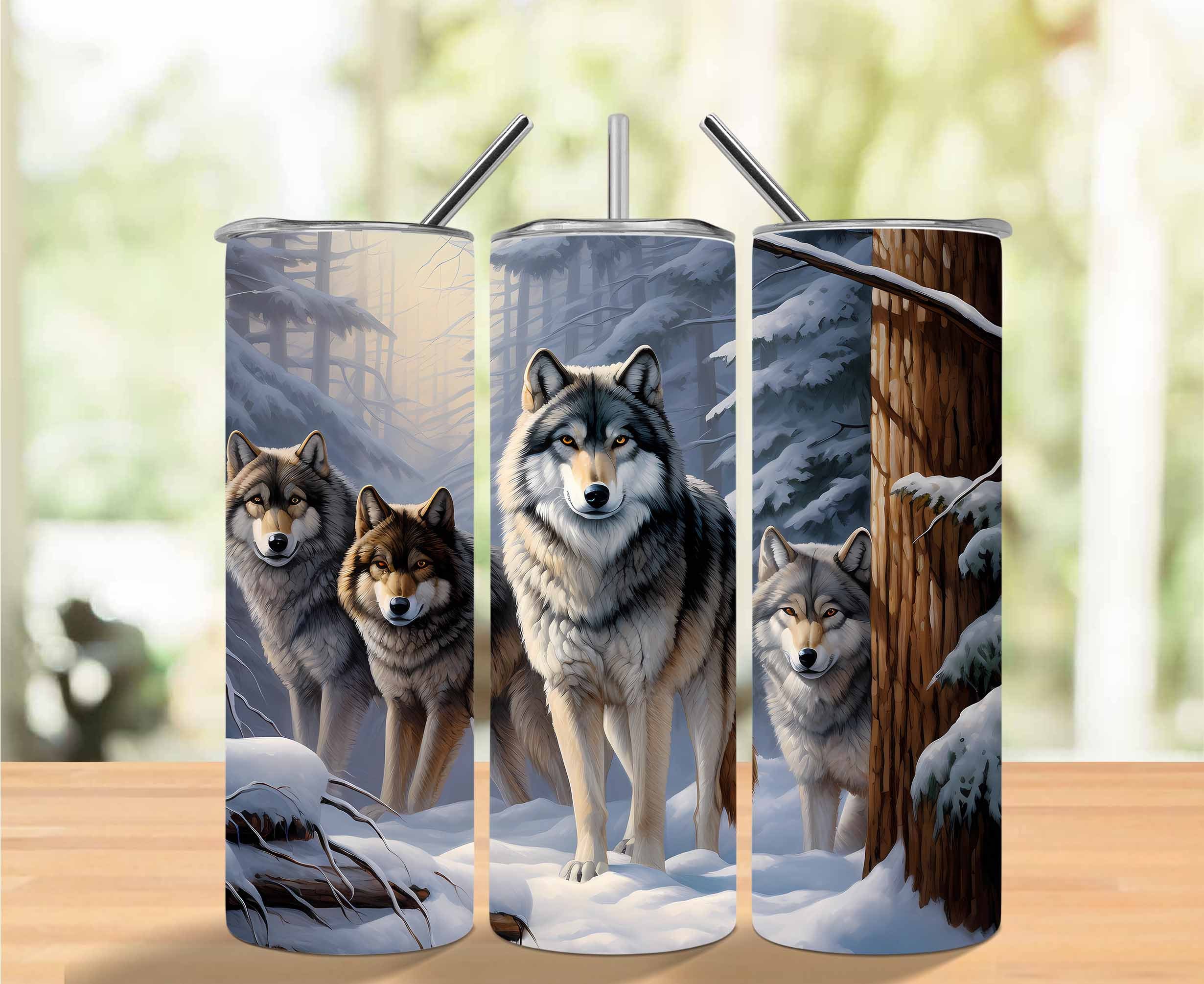 Wolf 20oz Skinny Tumbler, Sublimation Designs for Straight and Tapered Tumbler, Wolf PNG File, Wolf Tumbler Png Digital Download