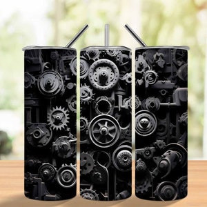 Car Mechanic 20oz Sublimation Tumbler Designs, Motor Steel V Split 9.2 x 8.3” Straight Skinny Tumbler Wrap PNG