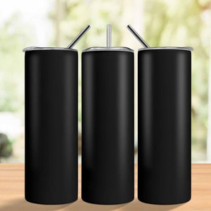 Diseño de sublimación de vaso de color negro sólido, vaso de color negro PNG, envoltura de vaso negro, vaso delgado de 20 oz PNG