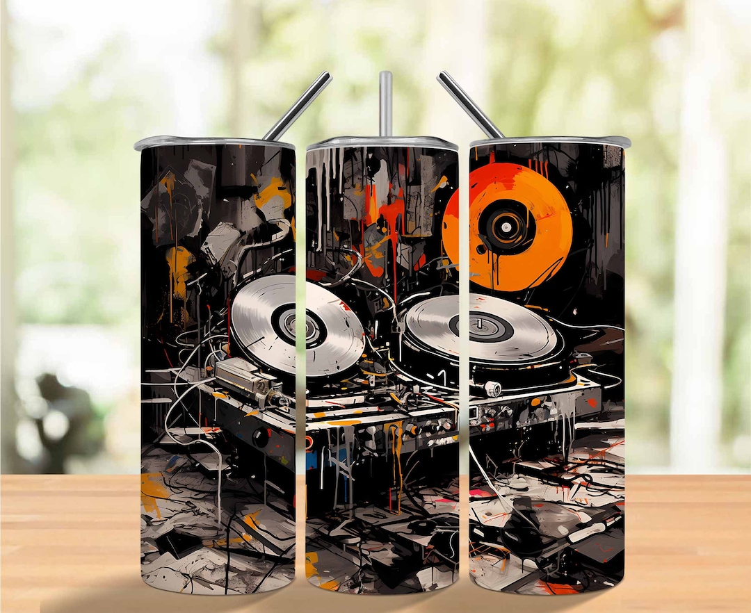 Vinyl Records PNG Tumbler, Skinny 20oz Tumbler Wrap, Sublimation Design ...