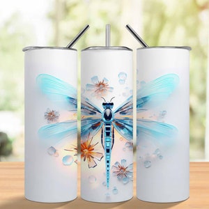 3D Neon Dragonfly Sublimation Design, 20 oz Tumbler Wrap, Straight and Tapered PNG Designs, 3D Neon Dragonfly Instant Digital Download Png