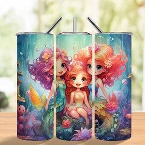 Mermaids 102 20oz Kids Tumbler Sublimation Design Template, Tumbler Wraps for Children, Instant Download PNG