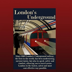 L'affiche du métro de Londres est une idée cadeau parfaite pour un fan de train.  Tube art rétro, décoration de voyage urbaine, ambiance urbaine, intemporelle.