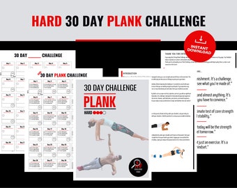 30 Day Plank Challenge – Printable Fitness Tracker for Core Workout (Digital Download)
