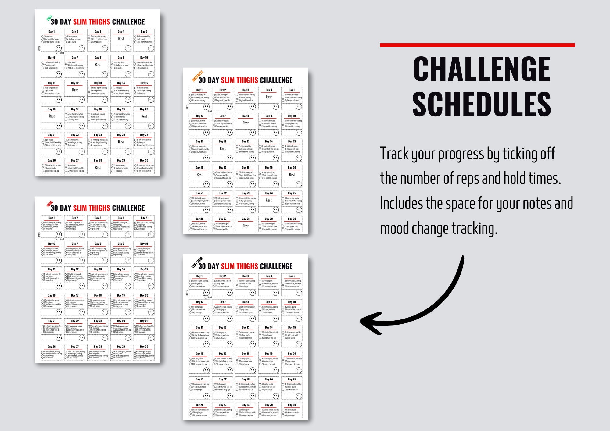30 Day Slim Thighs Challenge Bundle for Women Instant Download ...