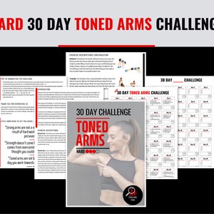 30 Day Toned Arms Challenge for Women - Printable Fitness Tracker with Complete Workout Plan - Daily Exercise Routine for Strong Arms