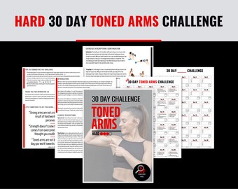 30 Day Toned Arms Challenge for Women - Printable Fitness Tracker with Complete Workout Plan - Daily Exercise Routine for Strong Arms