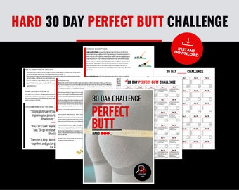 30 Day Butt Lift Challenge for Women - Printable Fitness Tracker with Complete Workout Plan - Daily Exercise Routine for A Killer Butt