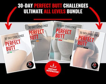 30 Day Butt Lift Challenge Bundle For Women - Instant Download Printable Fitness Butt Workout Plan - Home Exercise PDF - No Equipment