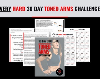 30 Day Toned Arms Challenge for Women - Advanced Printable Workout Plan - Daily Fitness Exercise Routine for Killer Arms