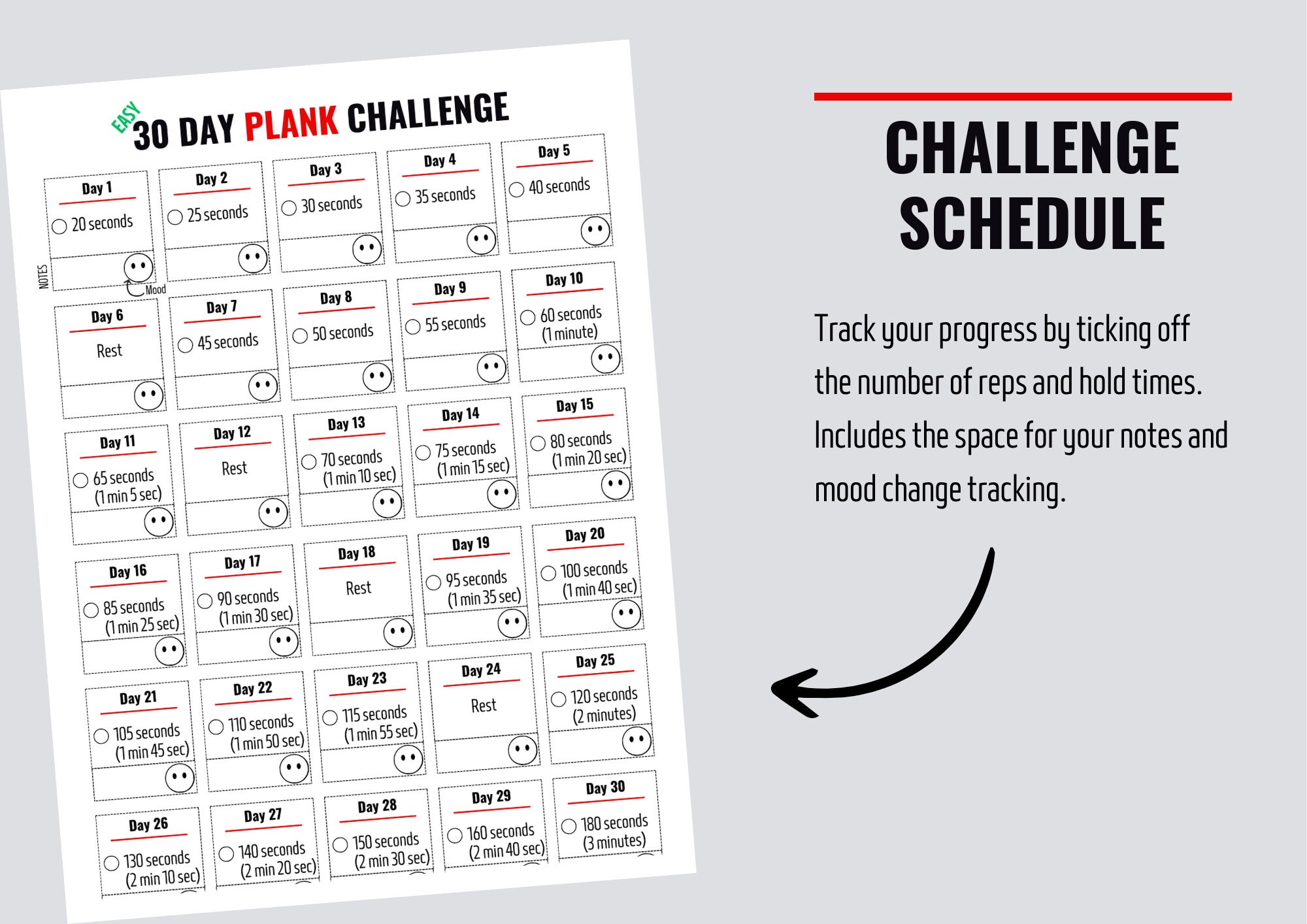 Printable 30 Day Plank Challenge for Home Fitness Enthusiasts Men and Printable 30 Day Plank Challenge for Home Fitness Enthusiasts Men and