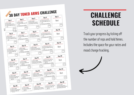 30 Day Toned Arms Challenge for Women Printable Home Fitness
