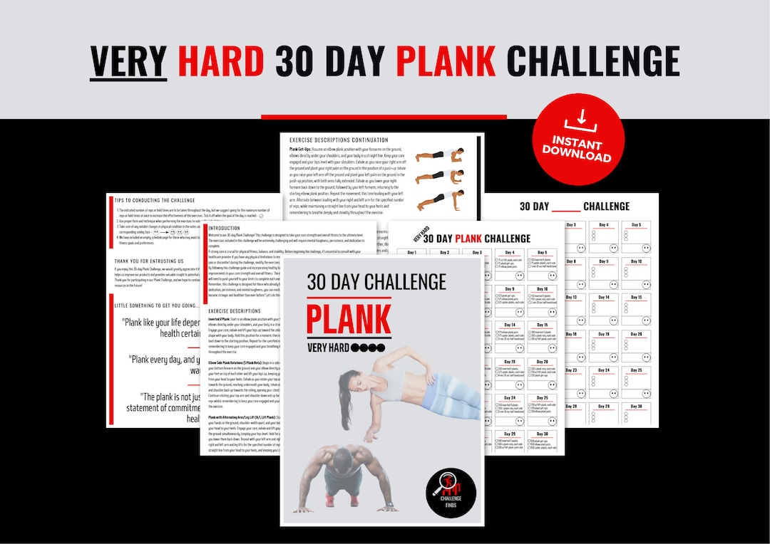 Printable 30 Day Plank Challenge for the Ultimate Core Strength ...