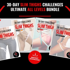 30-dagars Slim Thighs Challenge-paket – Benträning hemma (PDF-mönster)