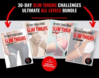 30 Day Slim Thighs Challenge Bundle For Women - Instant Download Printable Fitness Leg Workout Plan - Home Exercise PDF - No Equipment