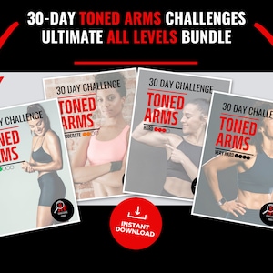 30 Day Toned Arms Challenge Bundle For Women - Instant Download Printable Fitness Arms Workout Plan - Home Exercise PDF - No Equipment