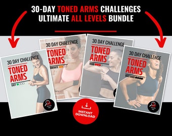 30 Day Toned Arms Challenge Bundle For Women - Instant Download Printable Fitness Arms Workout Plan - Home Exercise PDF - No Equipment