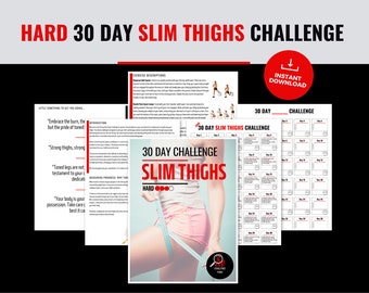 30 Day Slim Thighs Challenge for Women - Printable Fitness Tracker with Complete Workout Plan - Daily Exercise Routine for A Killer Legs