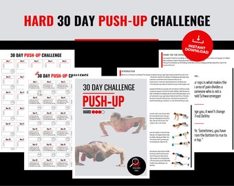 30-Day Push-Up Challenge for Men & Women - Printable Fitness Tracker with Complete Workout Plan - Daily Exercise Routine for A Killer Core
