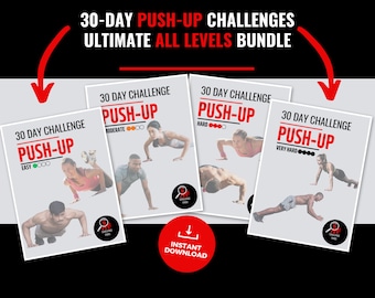 30 Day Push Up Challenge Bundle for Men and Women - Instant Download Printable Fitness Workout Plan - Home Exercise PDF - No Equipment
