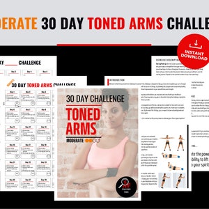 30 Day Toned Arms Challenge for Women - Printable Home Fitness Workout Plan - No Equipment Needed PDF Plan