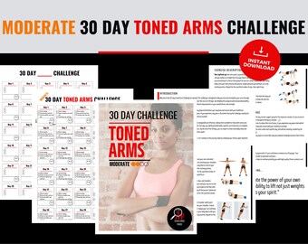 30 Day Toned Arms Challenge for Women - Printable Home Fitness Workout Plan - No Equipment Needed PDF Plan