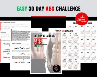 30 Day ABS Challenge for Men and Women - Sculpt Your Core with Printable Workout Plan - Effective Exercises for Strong & Toned Abs