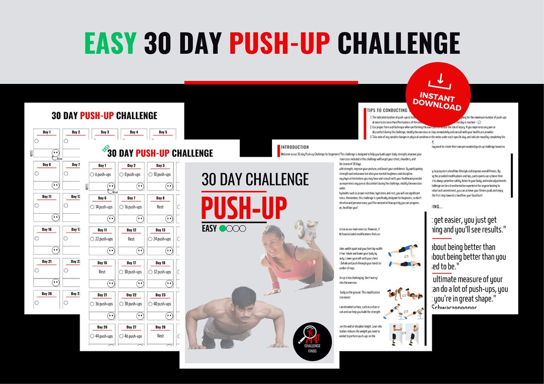 Transform Your Body With Our Printable Push up Challenge - 30 Days Home ...