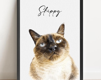Custom Pet Portrait Watercolor,Using Pet Photo,Cat Portrait,Pet Portrait from Photo,Pet Memorial Gift,Pet Painting,Custom Pet Portraits