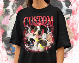 Haustier kundenspezifisches Weinlese-Hemd, kundenspezifische Katzen-Grafik-Unisex-Farben Hemd, Hund Bootleg Retro 90er Jahre T-Stück Geschenk für sie, Haustier-Hemden besonders anfertigen, kundenspezifisches Hemd