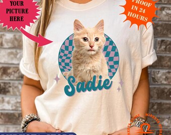Custom Pet Photo T-Shirt, Retro Comfort Colors Dog Remembrance Gift