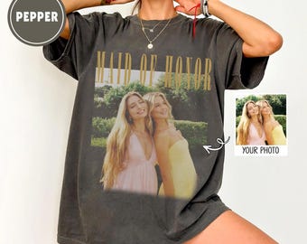 Personalised Maid of Honor Shirt, Comfort Colors Custom Photo Bridesmaid Shirt, MOH Bachelorette Party Tee, Team Bride, Bridal Shower Gift