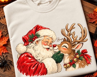 Santa Boop Reindeer Shirt, Cute Christmas Shirt, Vintage Santa Claus Tee, Reindeer Christmas Shirt, Retro Holiday T-Shirt, Funny Xmas Gift